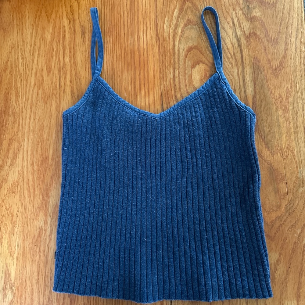 Ralph Lauren 1990s Blue Ribbed Knit Women's Top